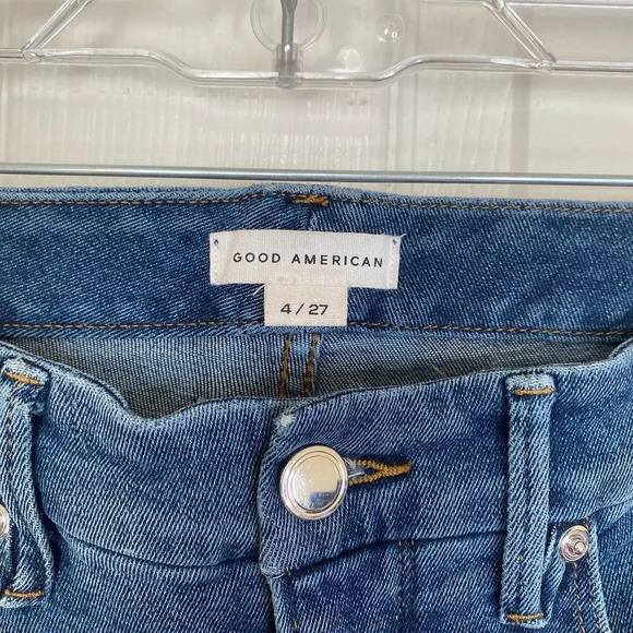 GOOD AMERICAN Good Legs Crop Fray Hem Jeans Size 4 Evereve Distressed High Rise - Picture 7 of 11